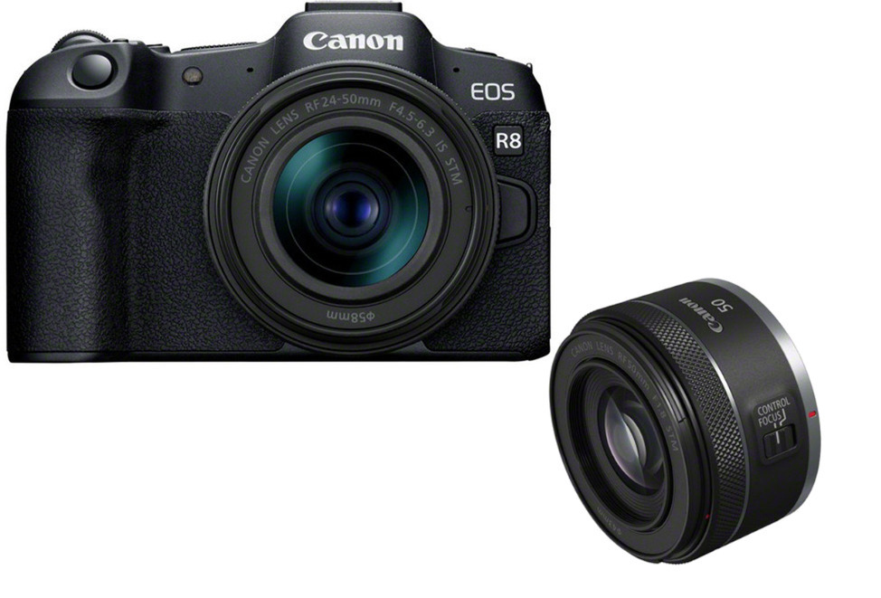 Zestaw Canon EOS R8 z ob. RF 24-50mm f/4.5-6.3 IS STM + RF 50mm F1.8 Zestaw Canon EOS R8 z ob. RF 24-50mm f/4.5-6.3 IS STM + RF 50mm F1.8